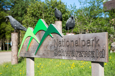 Holzschild mit der Aufschrift Nationalpark Schwarzwald